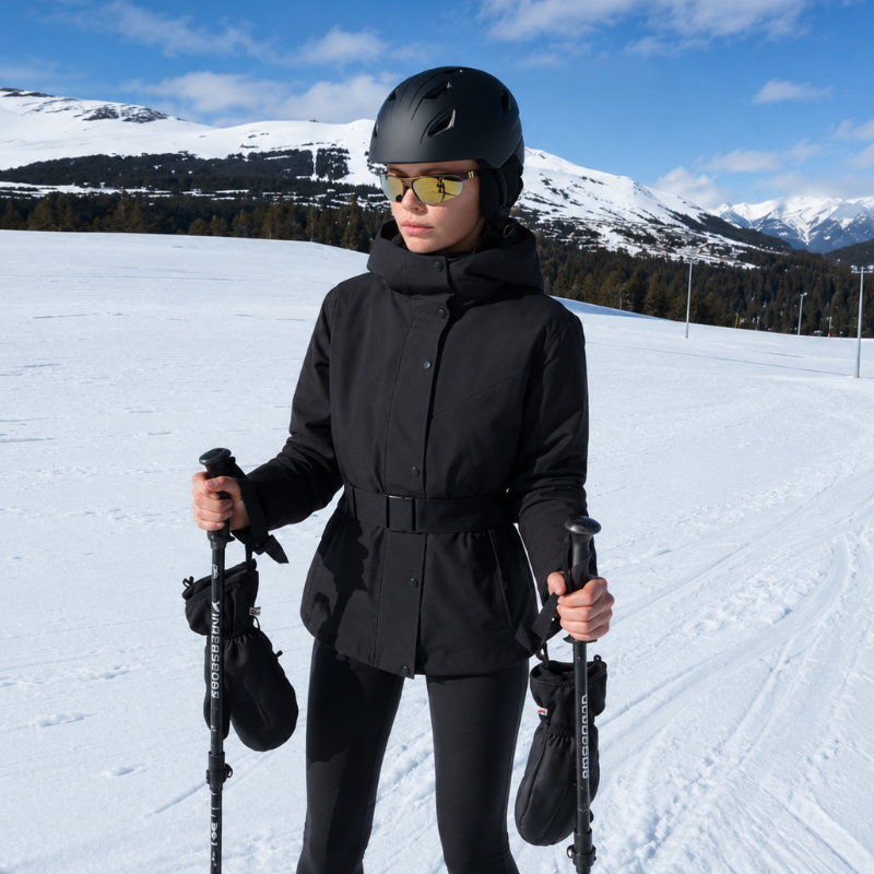 Damen Skijacke Schwarz - Gefüttert & Warm im Alpin-Chic