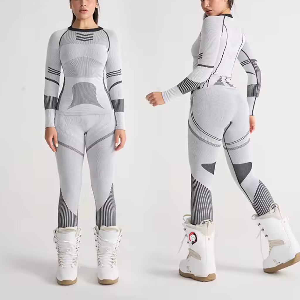 Funktionswäsche Set Damen Hellgrau - Thermo Skiunterwäsche fürs Skifahren