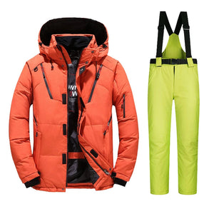 Cameron | Premium Herren Thermo Skianzug Set-Rot und Lindgrün-M-Snowmyoko