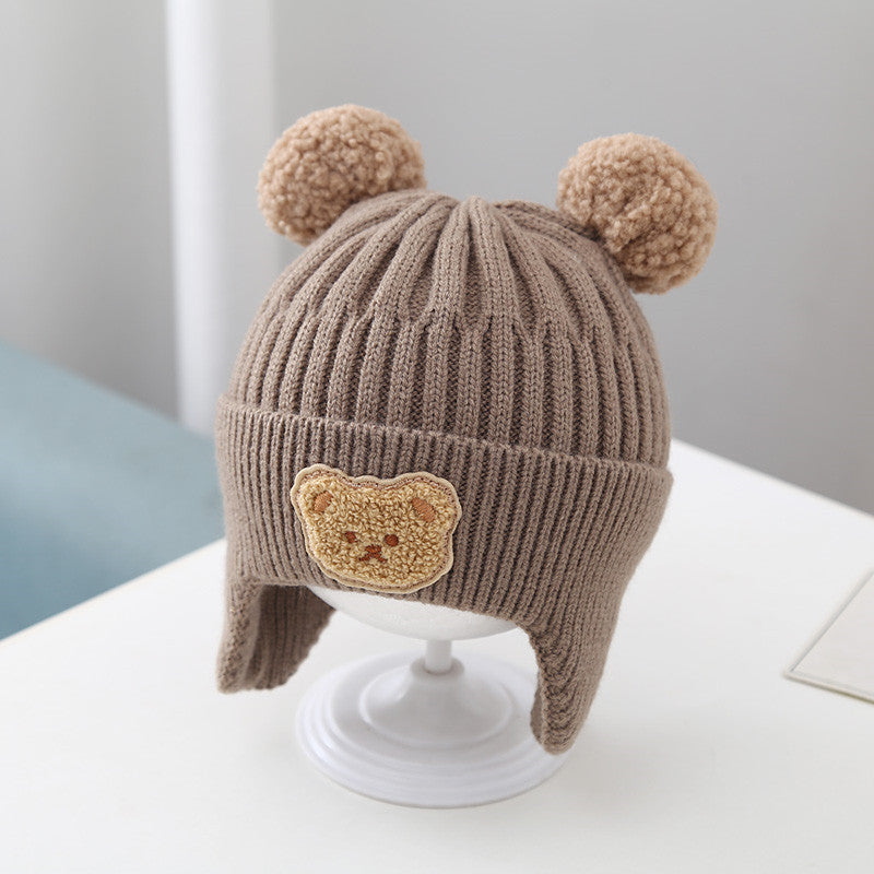 Kinder Mütze Bär - Gestrickte Strickmütze mit Ohren