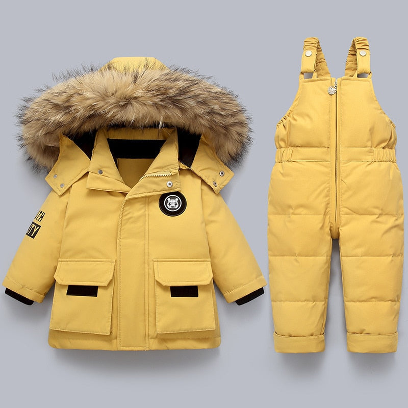 Charlie | Warmer Kindermantel und Overall-Gelb-80-Snowmyoko