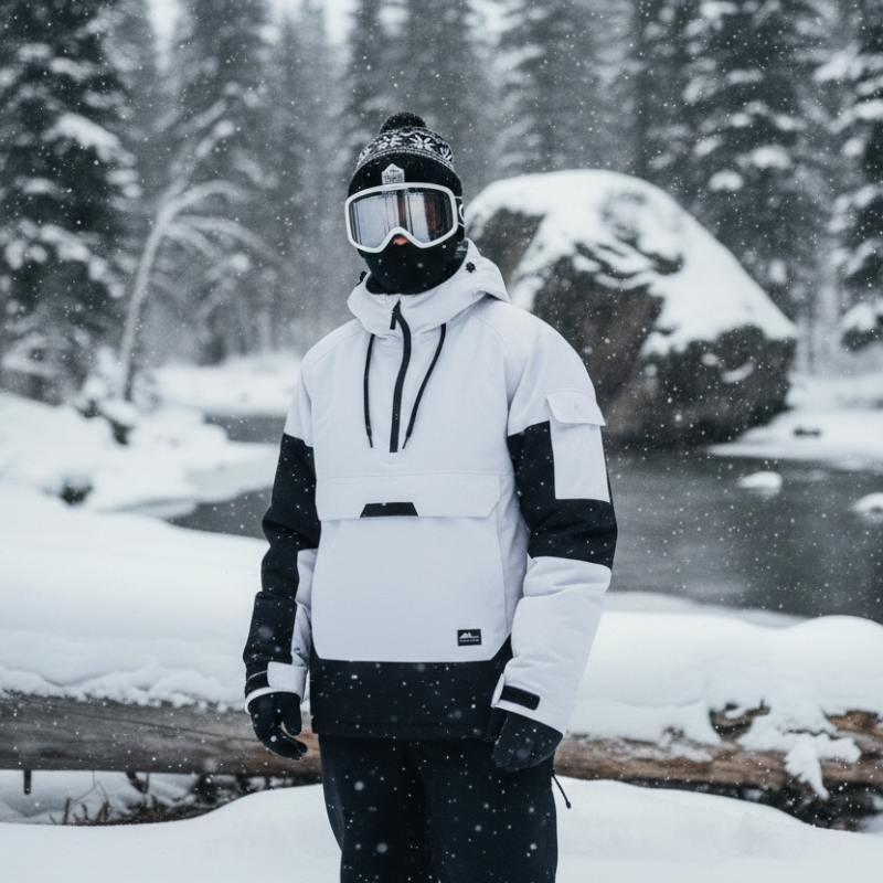 Skijacke mit Kapuze - Snowboardjacke Half-Zip Anorak