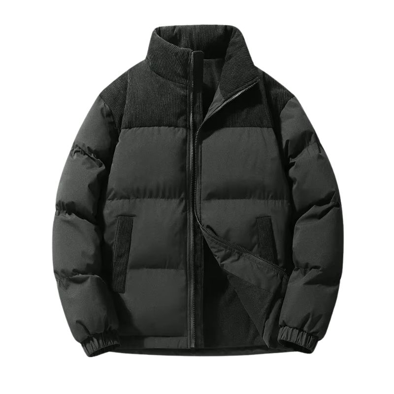 Blaise | Quiltet vinterjakke til mænd med varm foring og høj krave-Sort-Blaise | Quiltet vinterjakke til mænd med varm foring og høj krave - €52-Bentzen Butik
