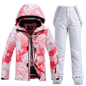 Coralie | Schöner Skianzug für Frauen-Rosa und Weiß-XS-Snowmyoko
