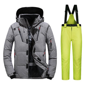 Cameron | Premium Herren Thermo Skianzug Set-Grau und Lindgrün-M-Snowmyoko