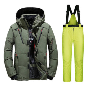Cameron | Premium Herren Thermo Skianzug Set-Grün und Lindgrün-M-Snowmyoko