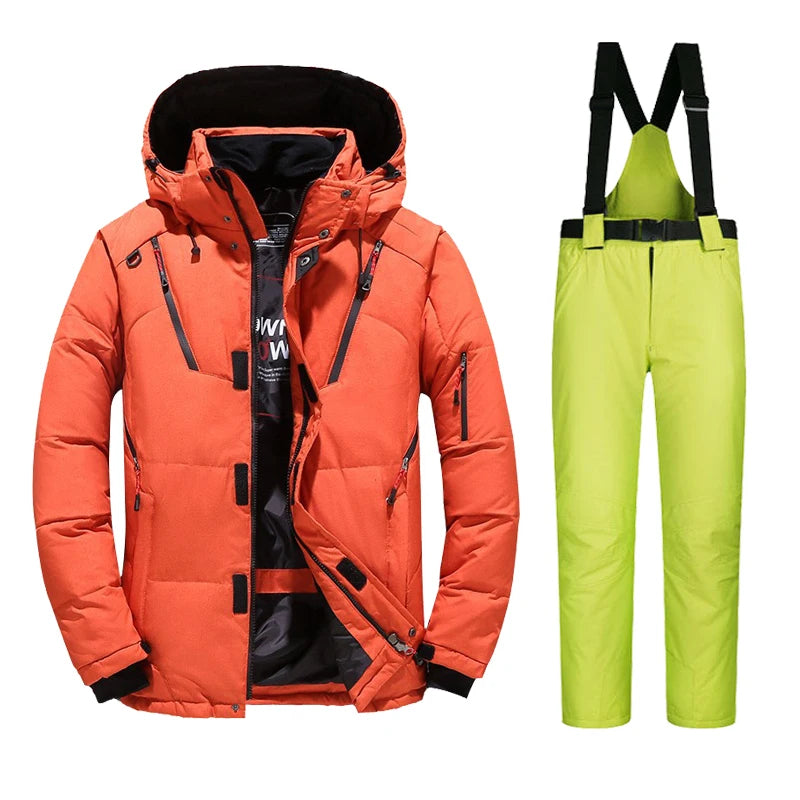 Cameron | Premium Herren Thermo Skianzug Set-Rot und Lindgrün-M-Snowmyoko
