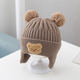 Kinder Mütze Bär - Gestrickte Strickmütze mit Ohren