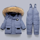 Charlie | Warmer Kindermantel und Overall-Blau-80-Snowmyoko
