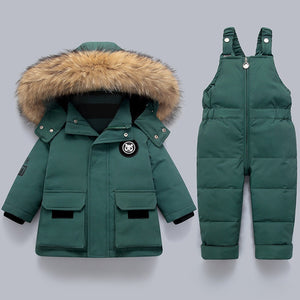 Charlie | Warmer Kindermantel und Overall-Grün-80-Snowmyoko
