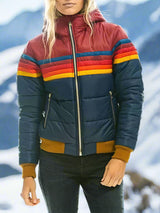 Hesterr | Wintersport Plüschmantel für Frauen-Marineblau und Rot-XS-Snowmyoko
