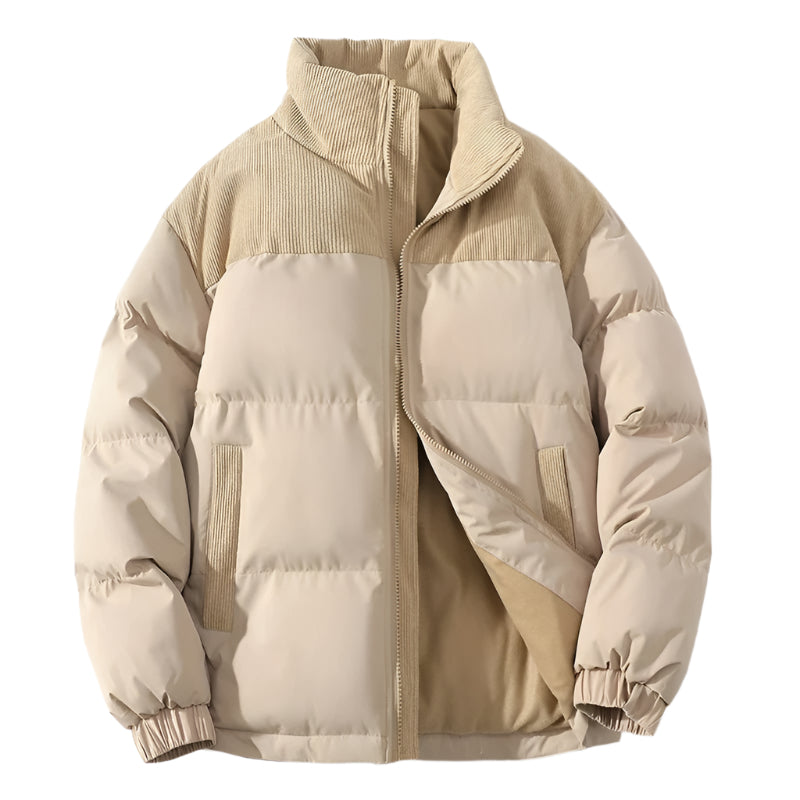 Blaise | Quiltet vinterjakke til mænd med varm foring og høj krave-Beige-Blaise | Quiltet vinterjakke til mænd med varm foring og høj krave - €52-Bentzen Butik